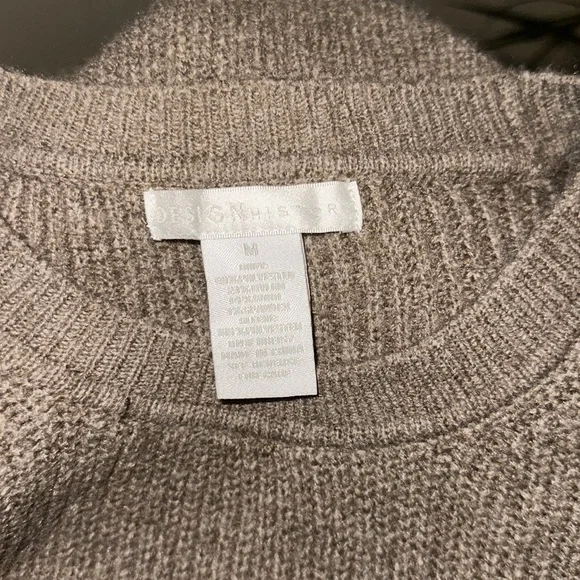 Design History Women's Organza Sleeve Sweater Top, Size Medium Brown Wool Blend - Picture 8 of 8